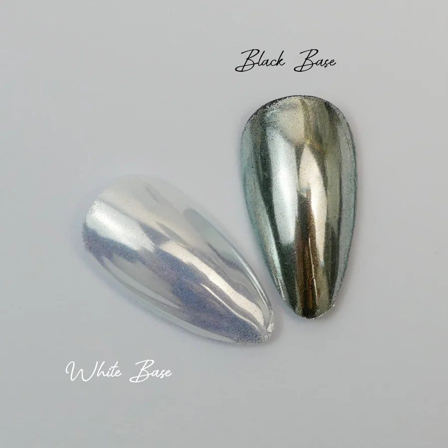 aurora nageleffekt pulver in weiss mit einem blauen schimmer.